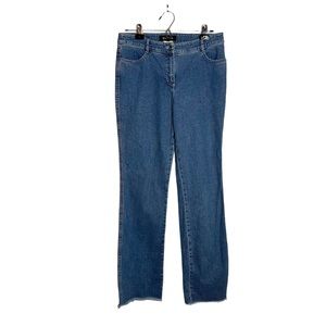 Escada raw hem medium wash straight leg denim jeans